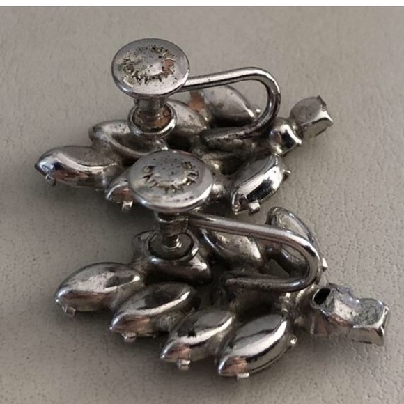 1930s Bouquet Rhinestone 925 Non-Pierced Earrings - Picture 5 of 5